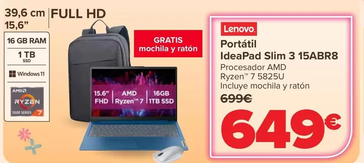 Lenovo - Portatil Ideapad Slim 3 15abr8