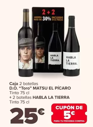 Caja 2 Botellas  Do "Toro" Matsu El Picaro Tinto 75 Cl  + 2 Botellas Habla La Tierra  Tinto 75 Cl"