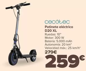 Cecotec - Patinete Eléctrico D20 XL