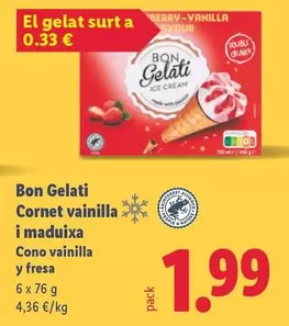 Bon Gelati - Cono Vainilla Y Fresa