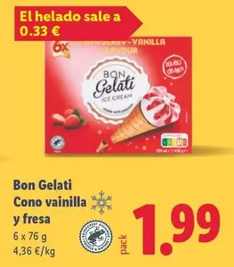Bon Gelati - Cono Vainilla Y Fresa