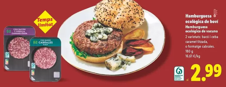 Hamburguesa Ecológica De Vacuno