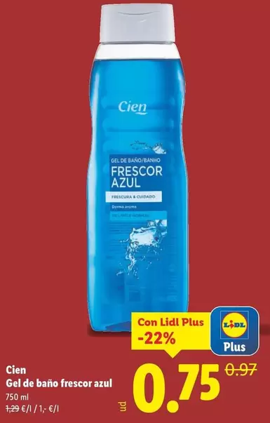 Cien - Gel De Bano Frescor Azul
