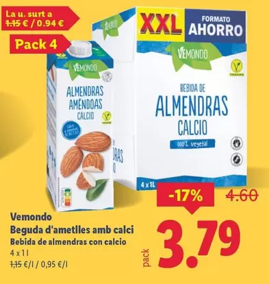 Vemondo - Bebida De Almendras Con Calcio