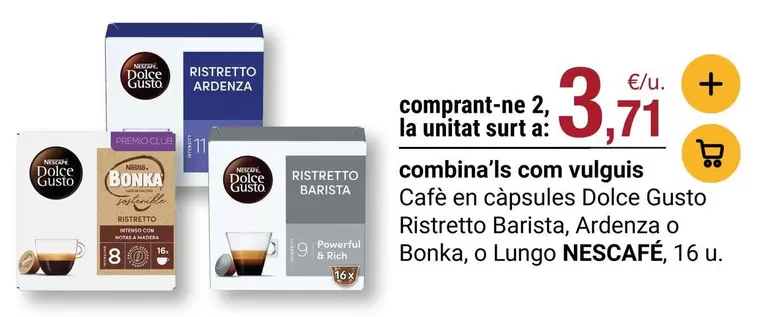 Nescafé - Cafe En Capsules Dolce Gusto Ristretto Barista, Ardenza O Bonka, O Lungo
