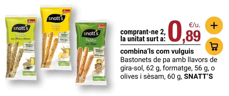 snatt's - Bastonets De Pa Amb Llavors De Gira-sol
