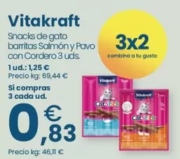 Vitakraft - Snacks De Gato Barritas Salmon Y Pavo Con Cordero