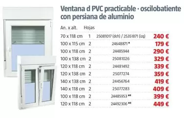 Ventana D PVC Practicable Oscilobatiente Con Persiana De Aluminio