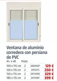 Ventana De Aluminio Corredera Con Persiana De Pvc