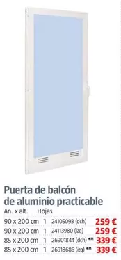 Puerta De Balcon De Aluminio Practicable