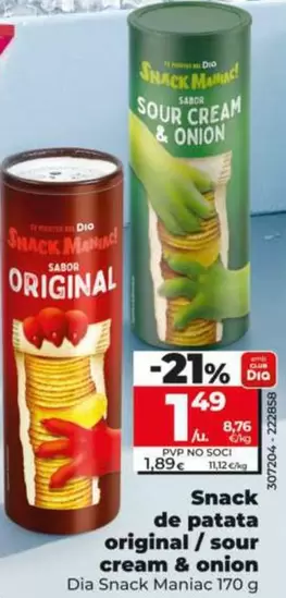 Dia Snack Maniac - Snack De Patata Original/ Sour Cream & Onion 