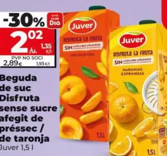 Juver - Bebida De Zumo Disfruta Sin Azúcar Añadido De Melocotón/ De Naranja 