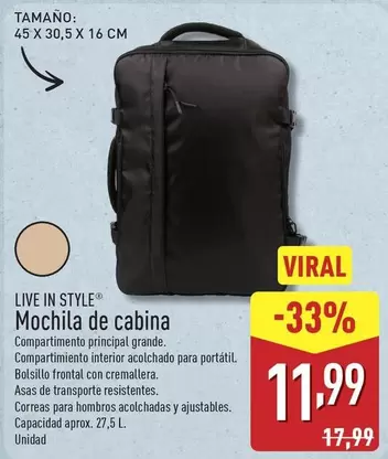 Live In Style - Mochila De Cabina