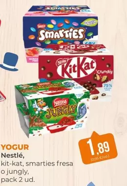 Nestlé - Yogur Kit Kat, Smarties Fresa O Jungly, Pack 2