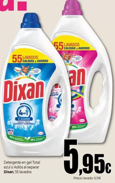 Dixan - Detergente En Gel Total Azul O Adiós Al Separar 