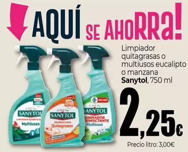 Sanytol - Limpiador Quitagrasas O Multiusos Eucalipto O Manzana