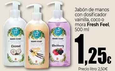 Fresh Feel - Jabon De Manos Con Dosificador Vainilla, Coco O Mora