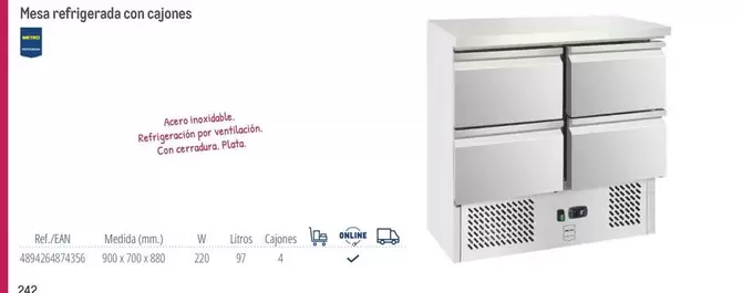 Mesa Refrigigradé Con Cajones