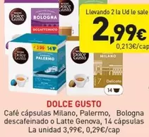 Dolce Gusto - Café Cápsulas Milano, Palermo, Bologna Descafeinado O Latte