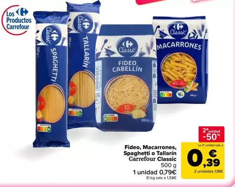 Carrefour - Fideo, Macarrones, Spaghetti O Tallario Classic