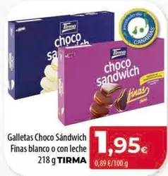 Tirma - Galletas Choco Sándwich Finas Blanco O Con Leche