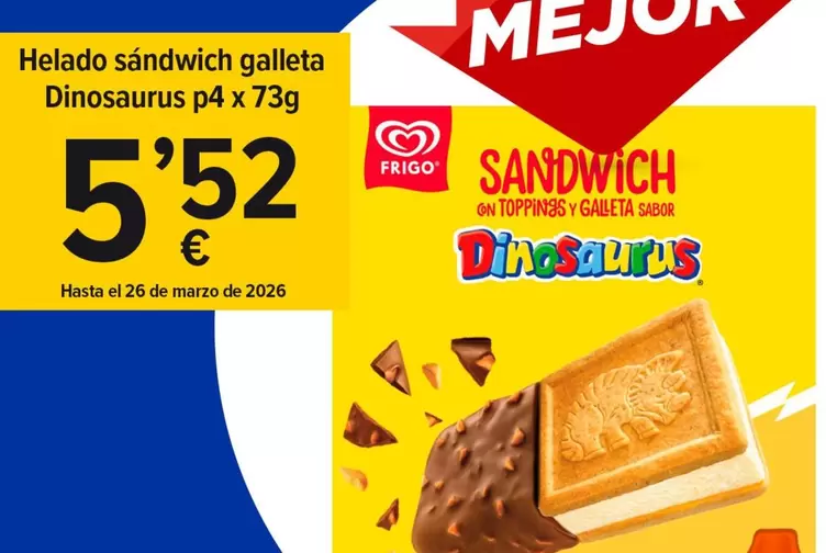 Helado Sandwich Galleta Dinosaurus