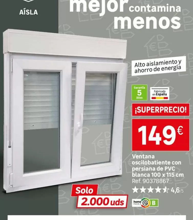 Venta Grande - Oscillobatiente Con Perslana De PVC Blanca