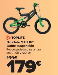 Toplife - Bicicleta MTB 16" Doble Suspensión