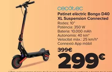 Cecotec - Patinete Eléctrico Bongo D40 Xl Suspension Connected