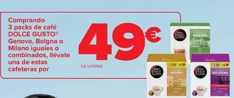 Dolce Gusto - 3 Packs De Café Genova, Bolgna O Milano Iguales O Combinados, Llévate Una De Estas Cafeteras