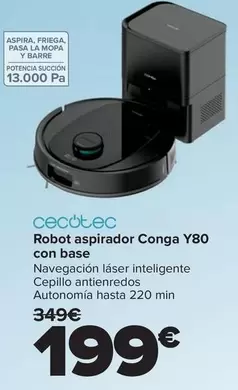 Cecotec - Robot Aspirador Conga Y80 Con Base