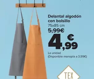 Tex Home - Delantal Algodón Con Bolsillo