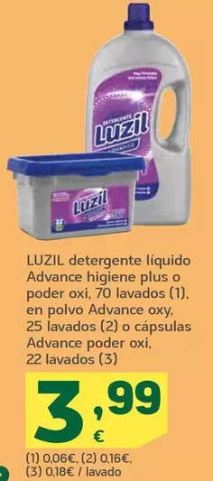 Luzil - Detergente Líquido Advance Higiene Plus O Poder Oxi, En Polvo Advance Oxy O Capsulas Advance Poder Oxi