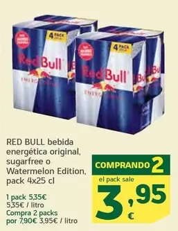 Red Bull - Bebida Energética Original, Sugarfree O Watermelon Edition