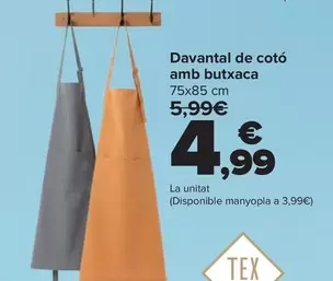 Tex Home - Delantal Algodón Con Bolsillo