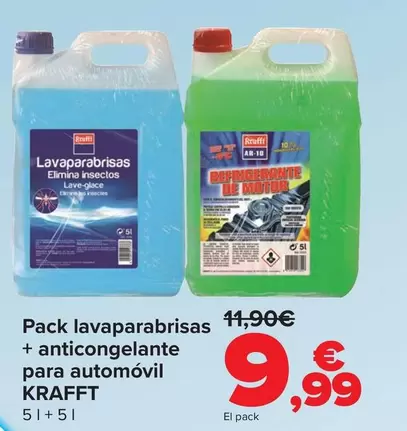 Krafft - Pack Lavaparabrisas + Anticongelante Para Automóvil