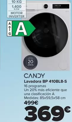 Candy - Lavadora BP 410BL8-S