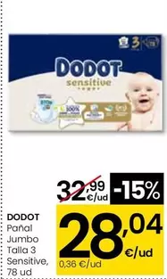 Dodot - Panal Jumbo Talla 3 Sensitive