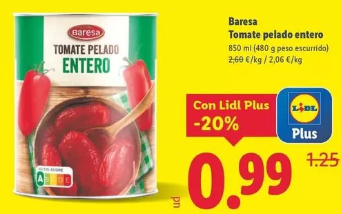 Baresa - Tomate Pelado Entero