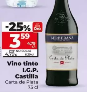 Carta De Plata - Vino Tinto I.G.P. Castilla