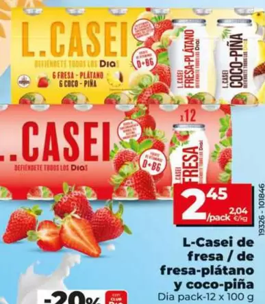 Dia - L-Casei De Fresa/De Fresa-Plátano Y Coco-Piña