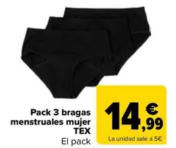 Tex - Pack 3 Bragas Menstruales Mujer 