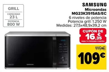 Samsung - Microondas MG23K3515AS/EC