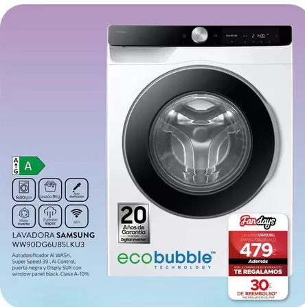 Samsung - Lavadora Ww90dg6u85ku3