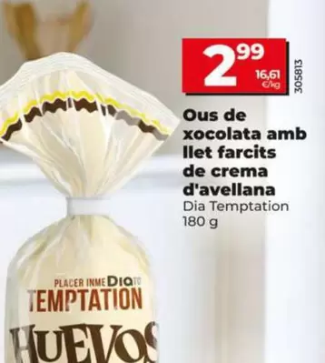 Dia Temptation - Huevos De Chocolate Con Leche Rellenos De Crema De Avellana