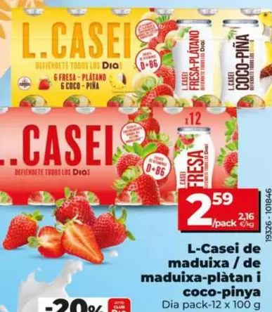 Dia - L-Casei De Fresa/De Fresa-Plátano Y Coco-Piña