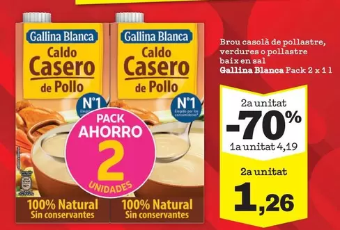 Gallina Blanca - Brou Casolà De Pollastre, Verdures O Pollastre Baix En Sal 