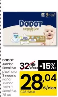 Dodot - Panal Jumbo Talla 3 Sensitive