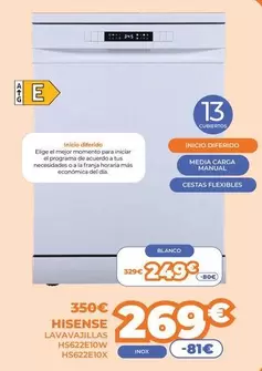 Hisense - Lavavajillas HS622E10W 