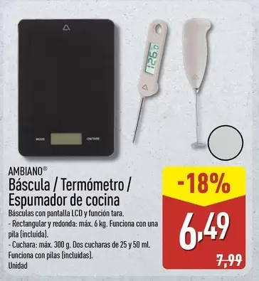 Ambiano - Báscula/Termometro/Espumador De Cocina